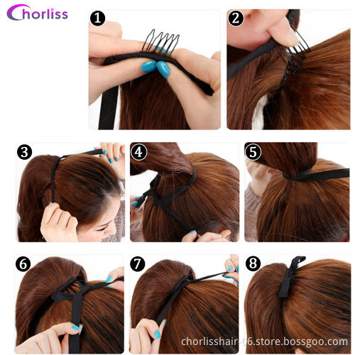 Natural Comfortable Clip In Hair Extension Water Wave 20" Hair Accessories Clip For Women Synthetic Hair Extensions Brown Color